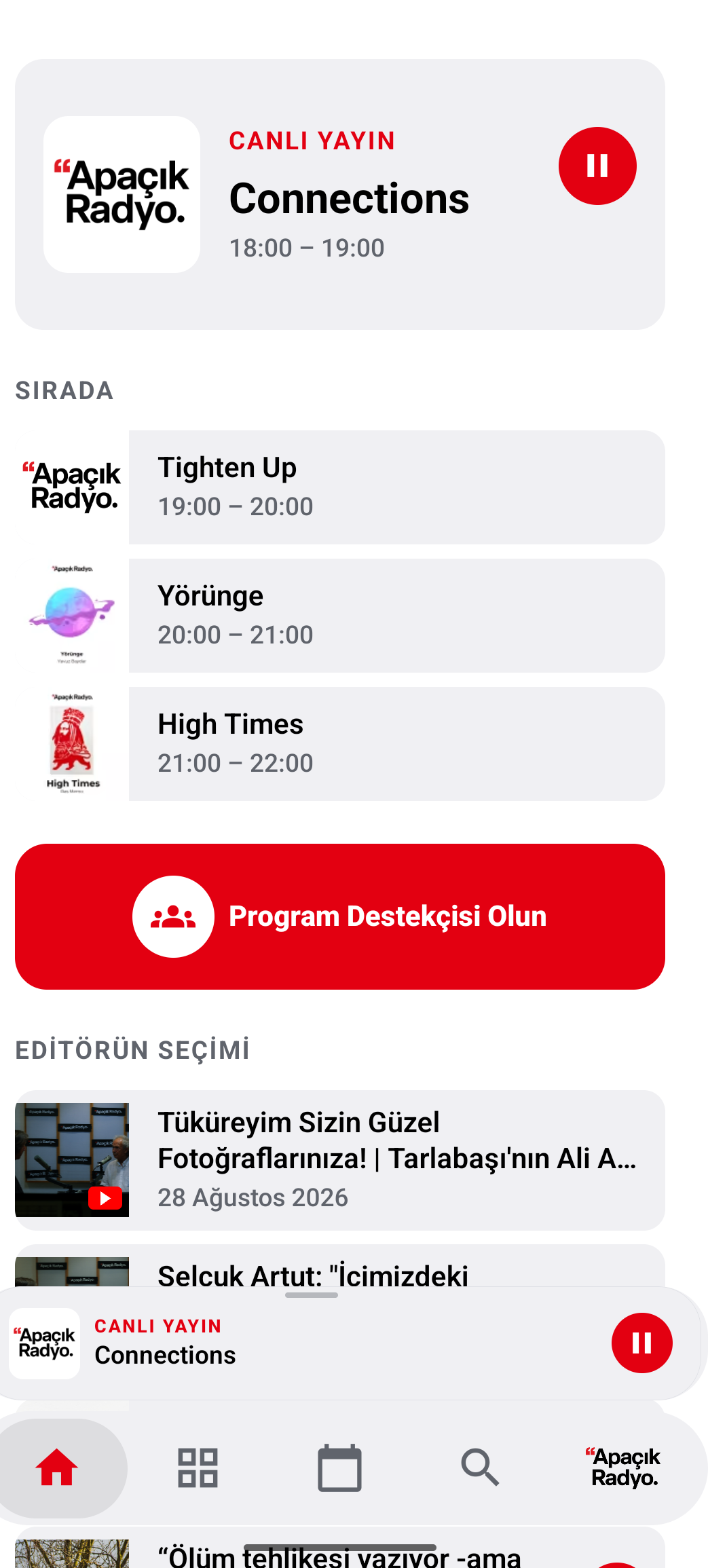 Apa&ccedil;ık Radyo Android uygulaması ekran g&ouml;r&uuml;nt&uuml;s&uuml; 2