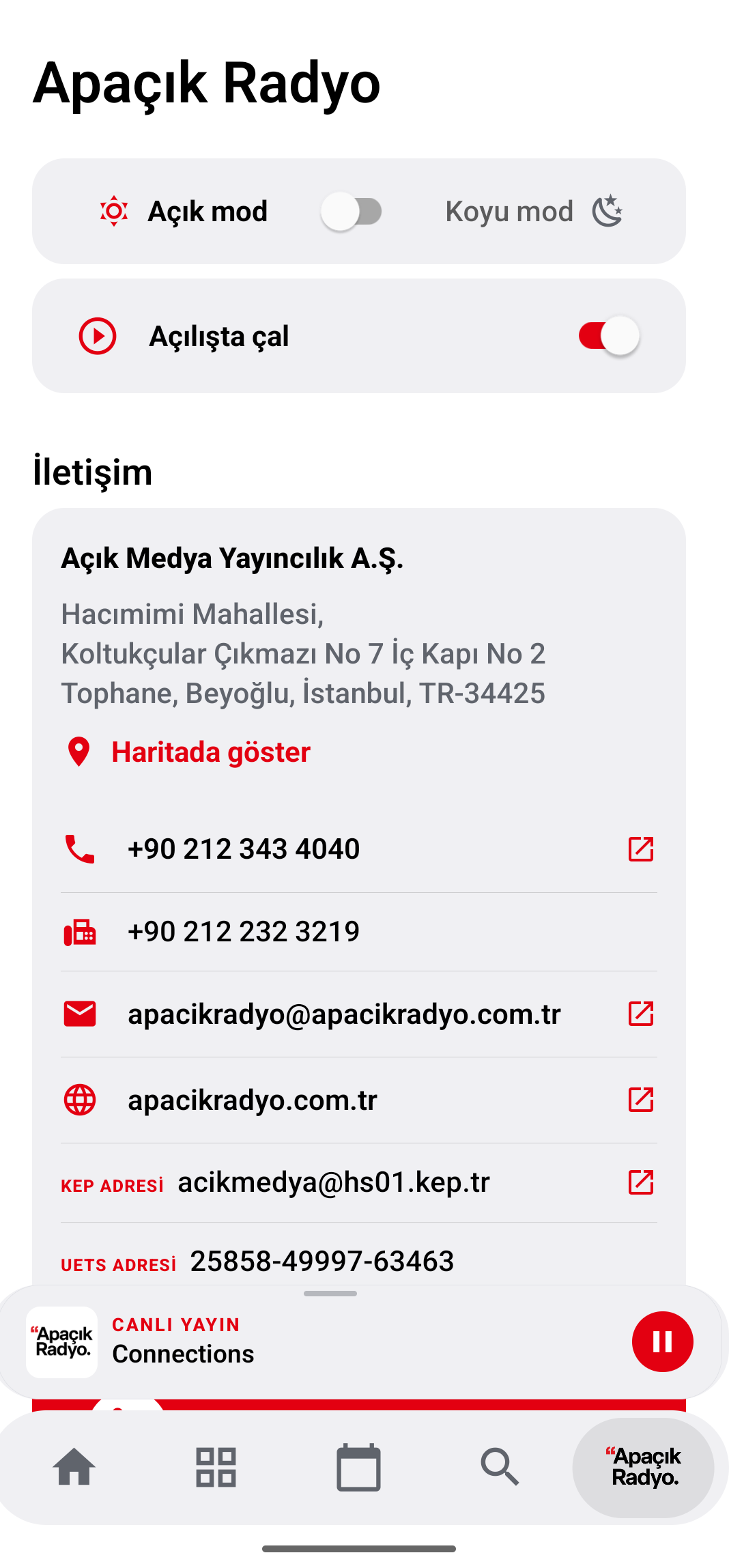 Apa&ccedil;ık Radyo Android uygulaması ekran g&ouml;r&uuml;nt&uuml;s&uuml; 6